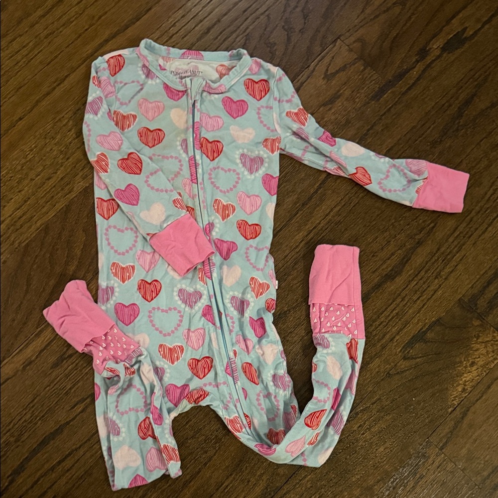 Posh Peanut Pink and Red Heart Pajama Set